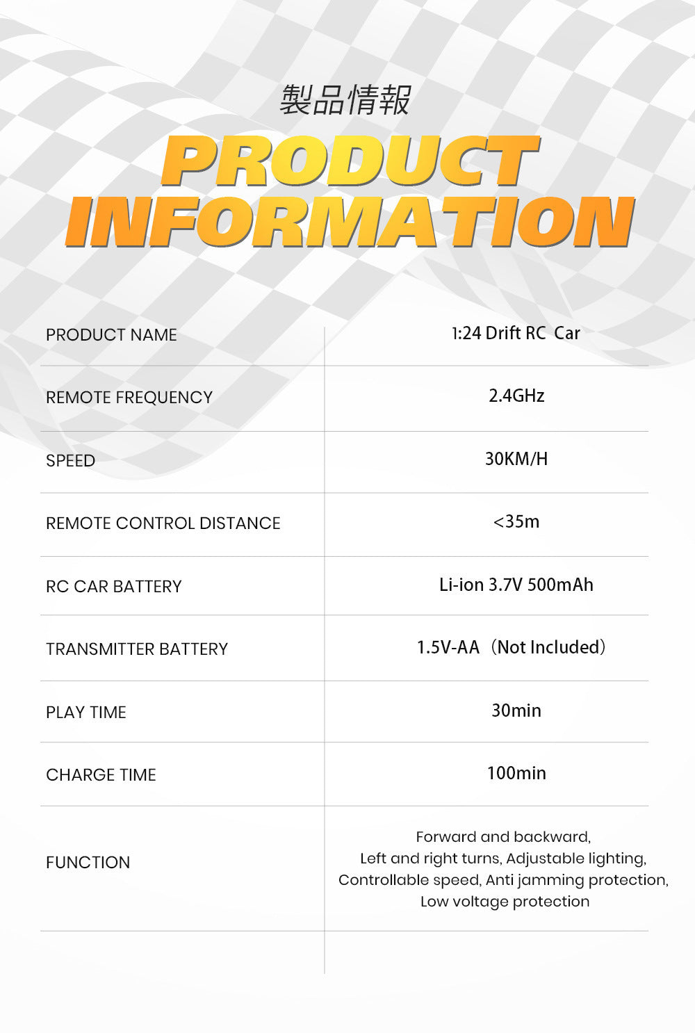 T Drift Car 1:24 High-Speed RC Drift Car – Ultimate Racing Fun!