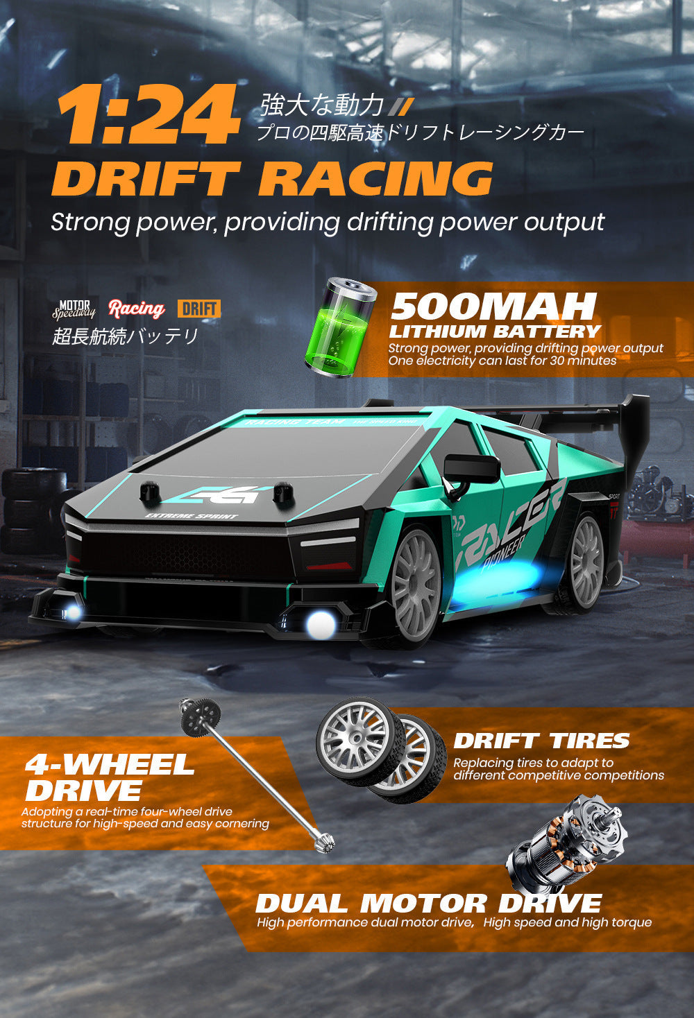 T Drift Car 1:24 High-Speed RC Drift Car – Ultimate Racing Fun!