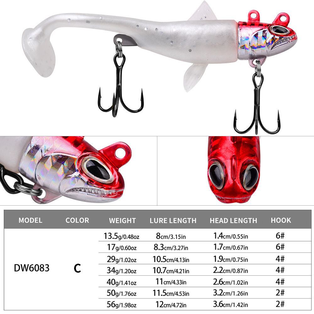 DW-6083 Jig Head Lures – Lead Head Jig with Soft Body – Bulk Order