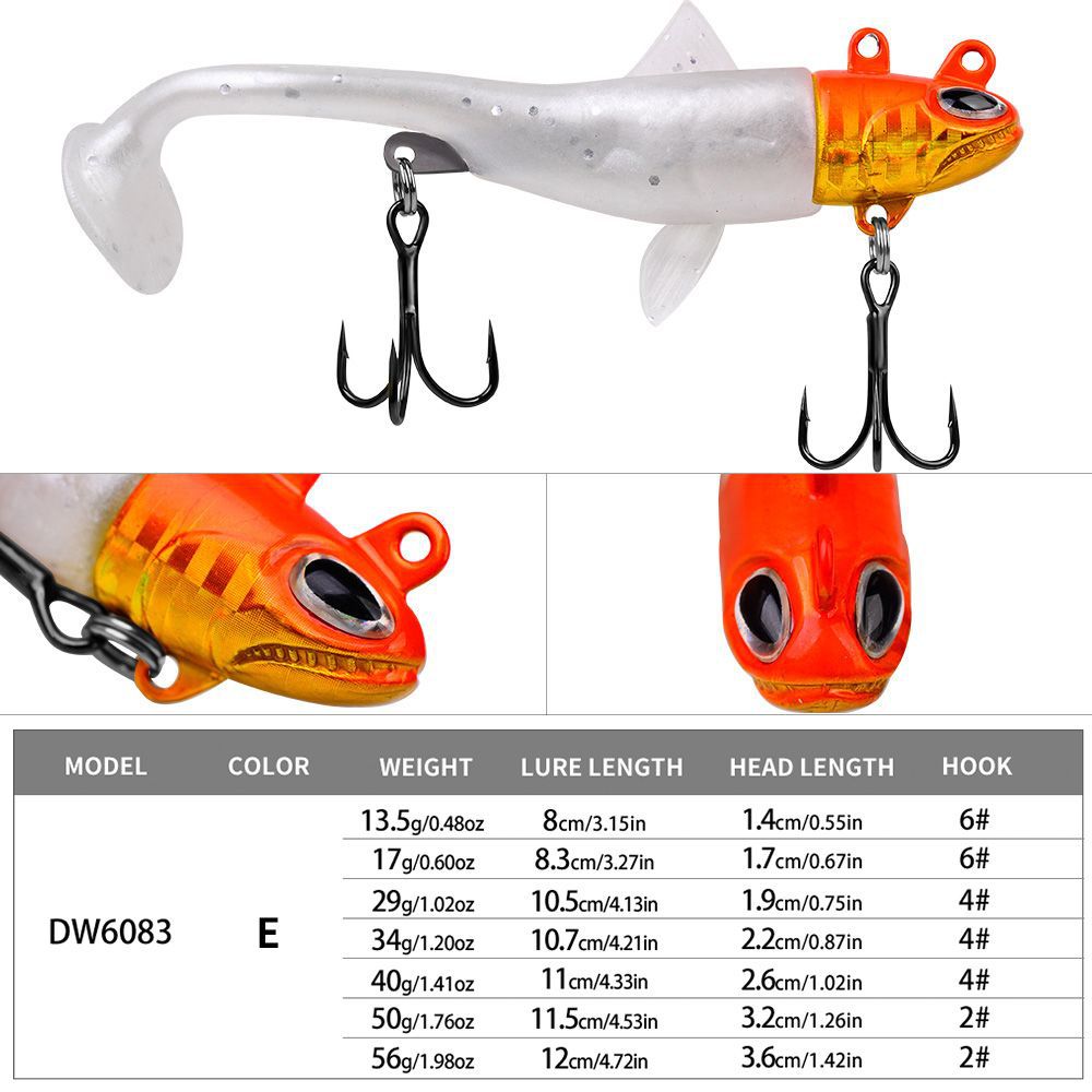 DW-6083 Jig Head Lures – Lead Head Jig with Soft Body – Bulk Order
